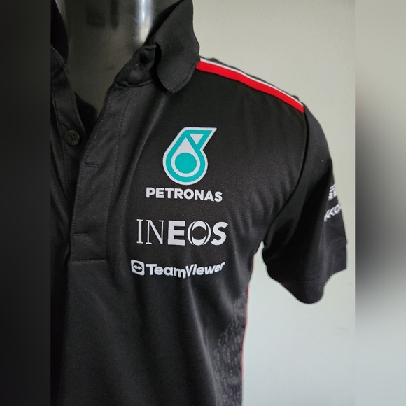 Mercedes AMG Petronas Formula One 2023 Team Black and Red Polo Shirt NWT - Picture 3 of 9